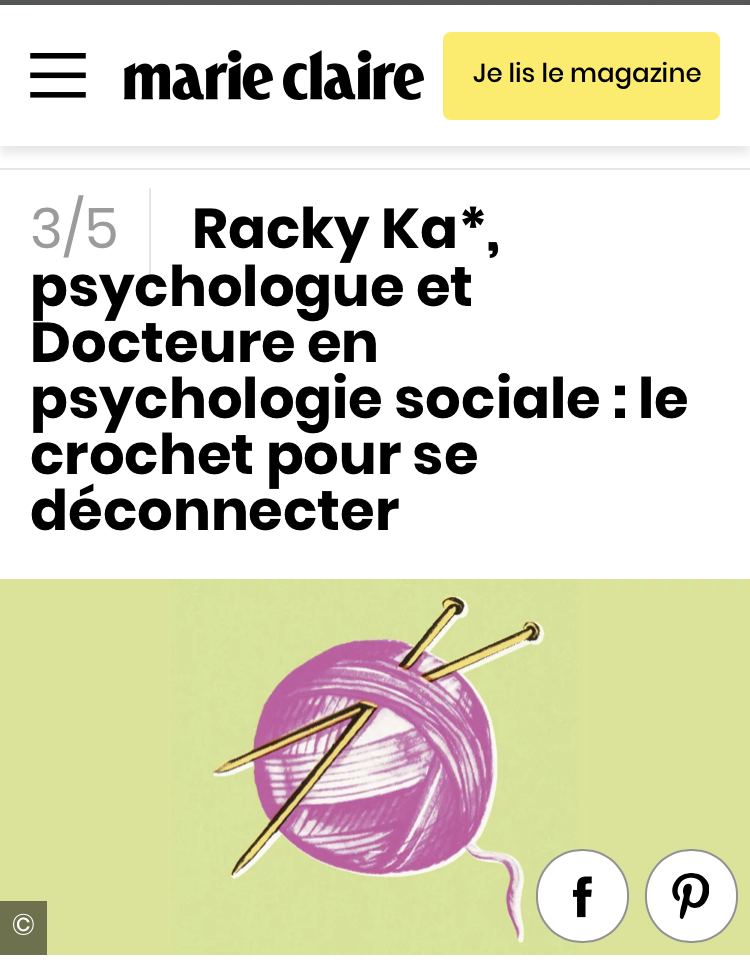 Interview pour Marie Claire : &laquo;&nbsp;Ce que font les psys pour se changer les idées&nbsp;&raquo;.